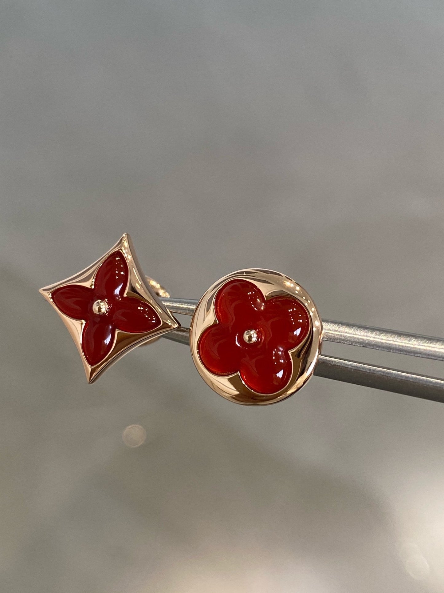 [Mystic]STAR AND SUN PINK GOLD CARNELIAN STUD EARRINGS