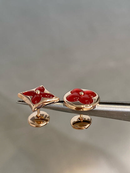 [Mystic]STAR AND SUN PINK GOLD CARNELIAN STUD EARRINGS