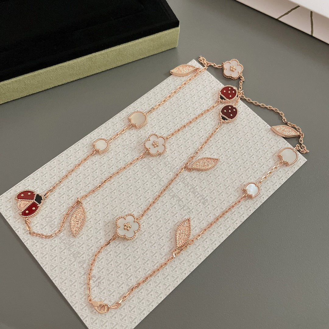 [Mystic]LUCKY SPRING 15 MOTIFS ROSE GOLD NECKLACE