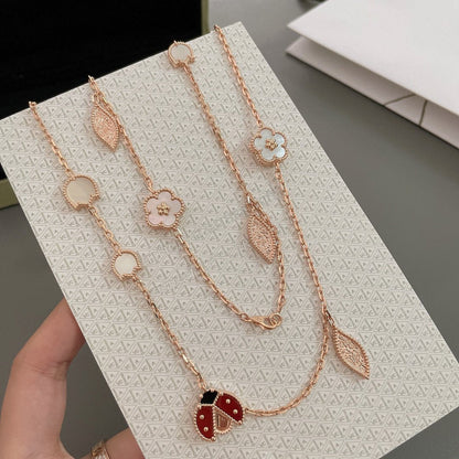 [Mystic]LUCKY SPRING 15 MOTIFS ROSE GOLD NECKLACE