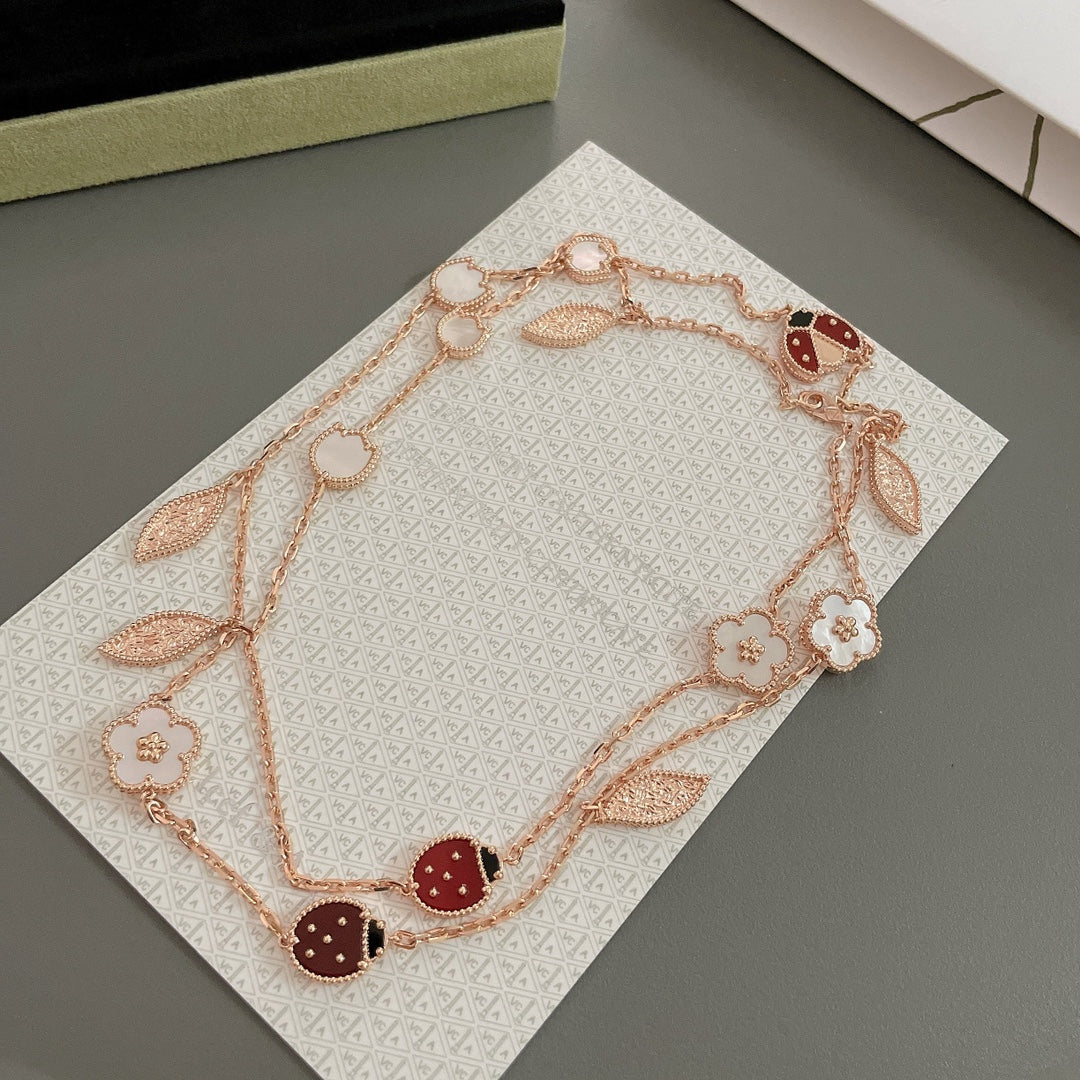 [Mystic]LUCKY SPRING 15 MOTIFS ROSE GOLD NECKLACE