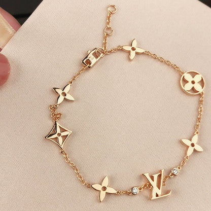 [Mystic]STAR AND SUN 7 MOTIFS GOLD BRACELET