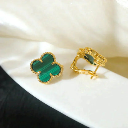 [Mystic Crown]CLOVER MEDIUM 1 MOTIFS MALACHITE  EARRINGS