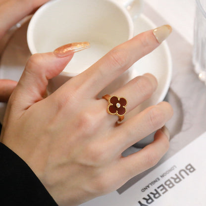 [Mystic]CLOVER CARNELIAN RING ROSE GOLD DIAMOND
