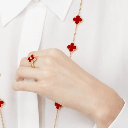 [Mystic]CLOVER CARNELIAN RING ROSE GOLD DIAMOND