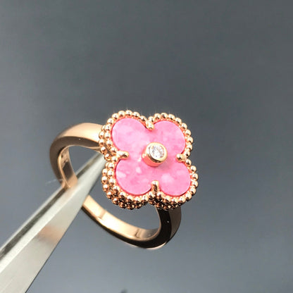 [Mystic]Clover Rhodonit-Roségoldring