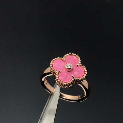 [Mystic]Clover Rhodonit-Roségoldring