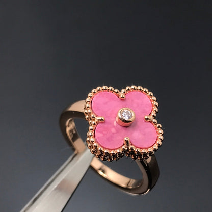 [Mystic]Clover Rhodonit-Roségoldring