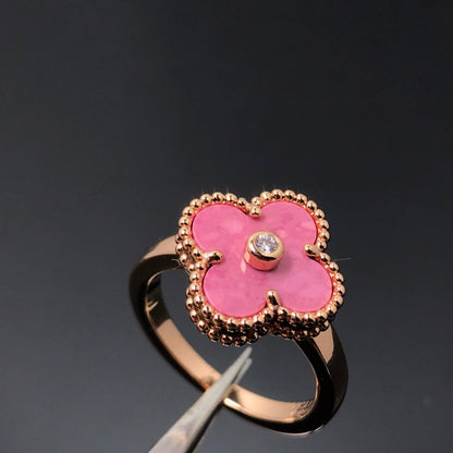 [Mystic]Clover Rhodonit-Roségoldring