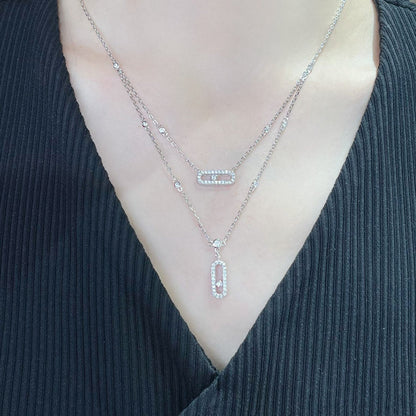 [Mysitc] MOVE 2 ROW DIAMOND NECKLACE