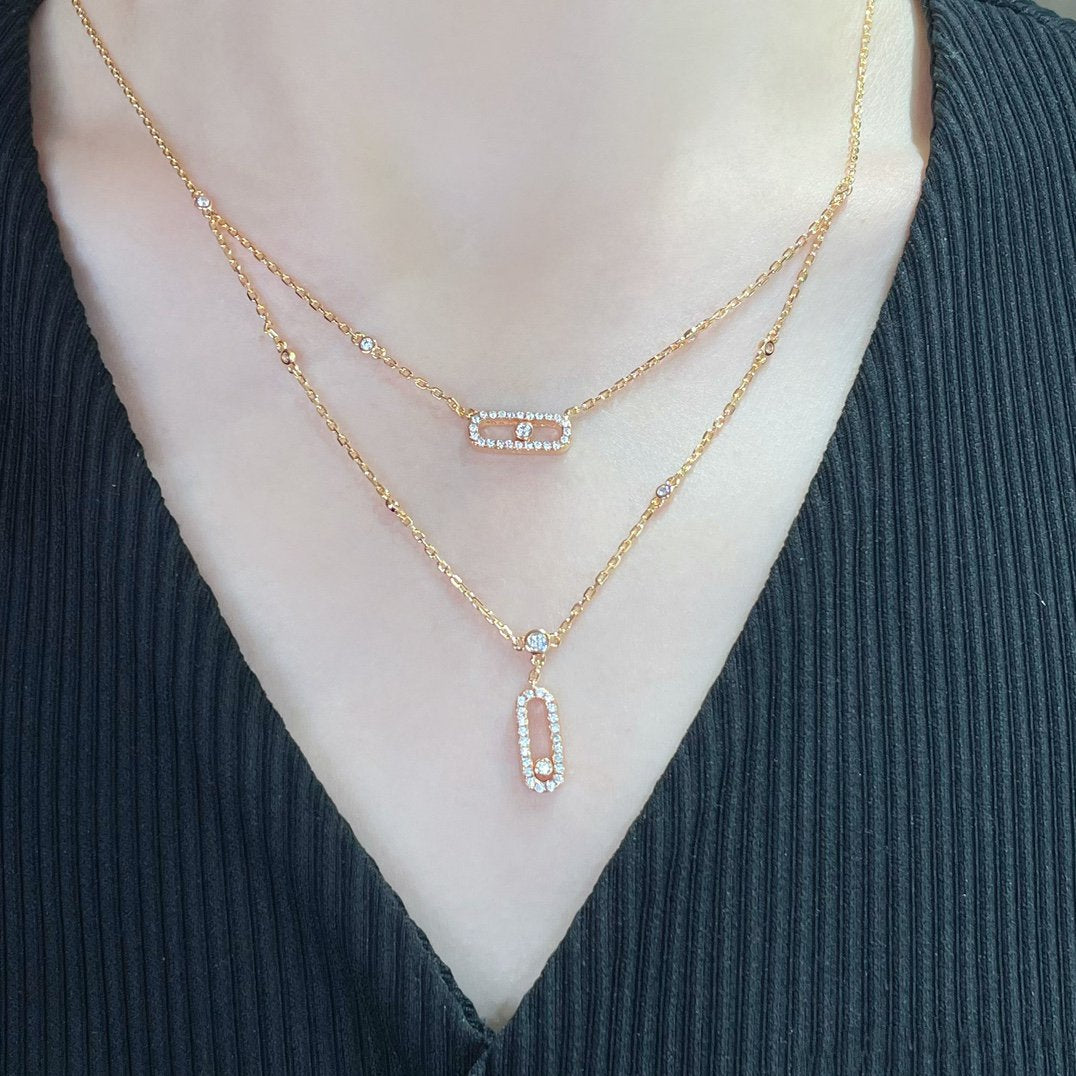[Mysitc] MOVE 2 ROW DIAMOND NECKLACE