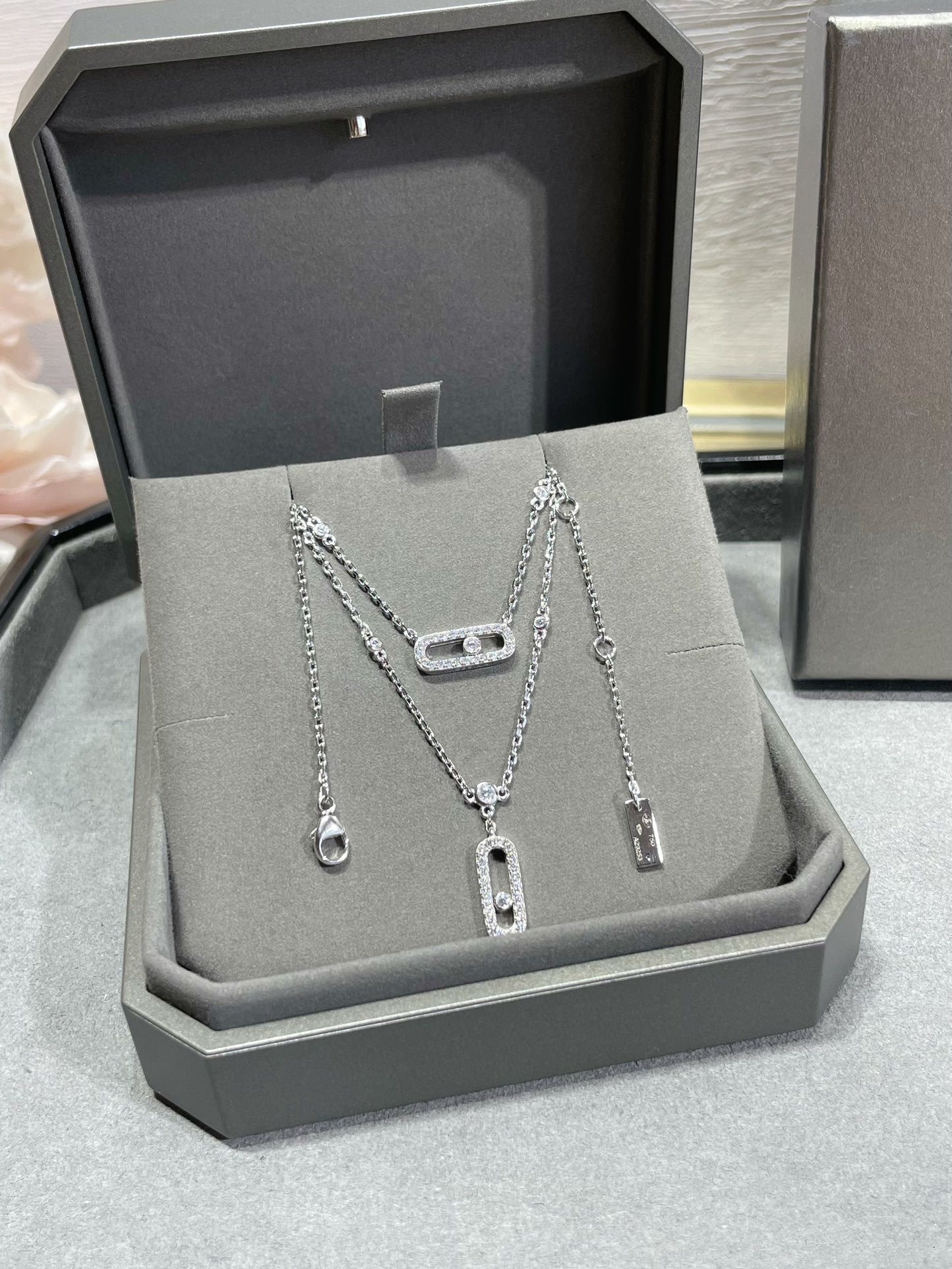 [Mysitc] MOVE 2 ROW DIAMOND NECKLACE