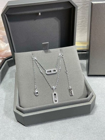 [Mysitc] MOVE 2 ROW DIAMOND NECKLACE