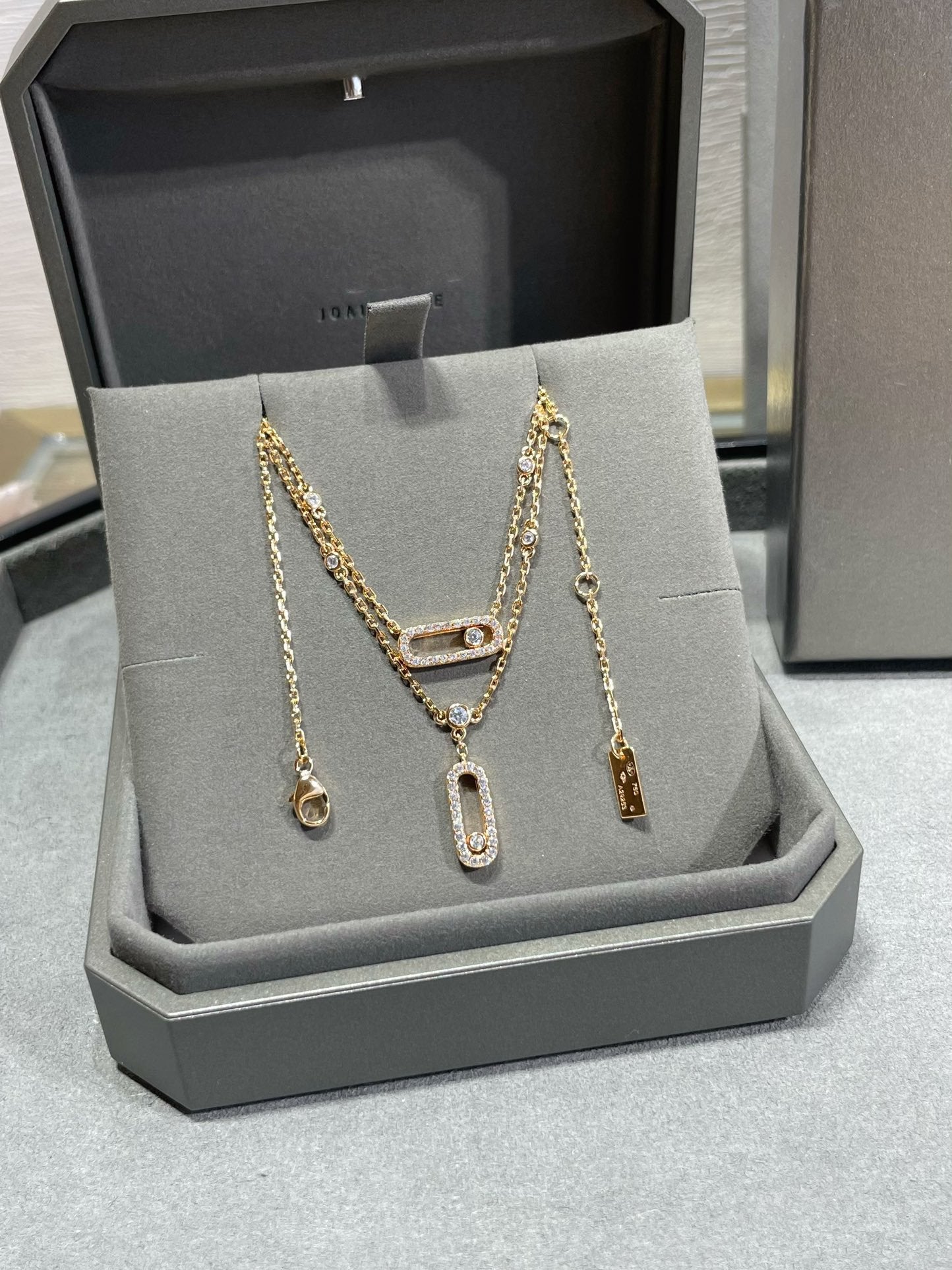 [Mysitc] MOVE 2 ROW DIAMOND NECKLACE