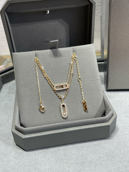 [Mysitc] MOVE 2 ROW DIAMOND NECKLACE