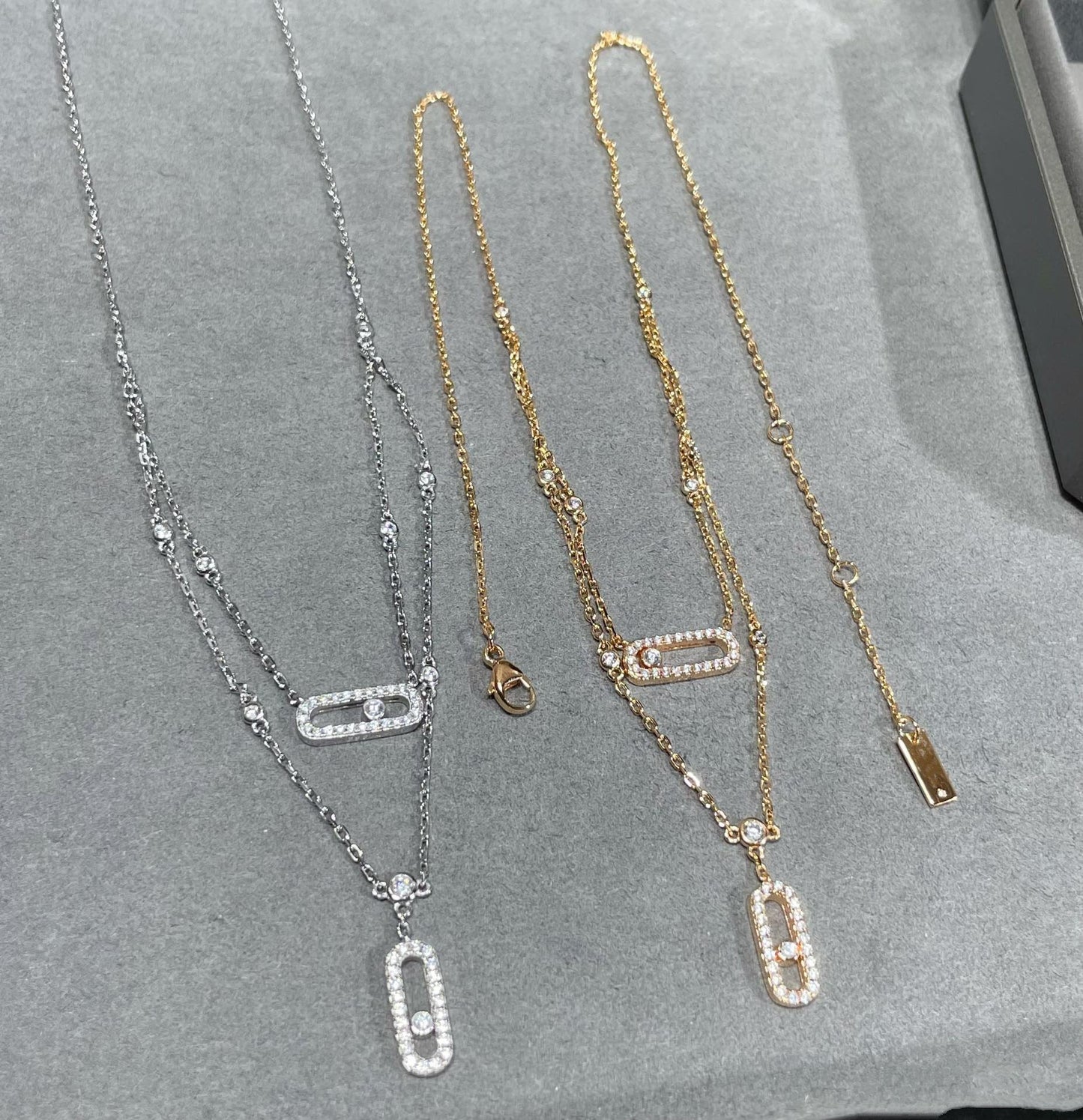 [Mysitc] MOVE 2 ROW DIAMOND NECKLACE