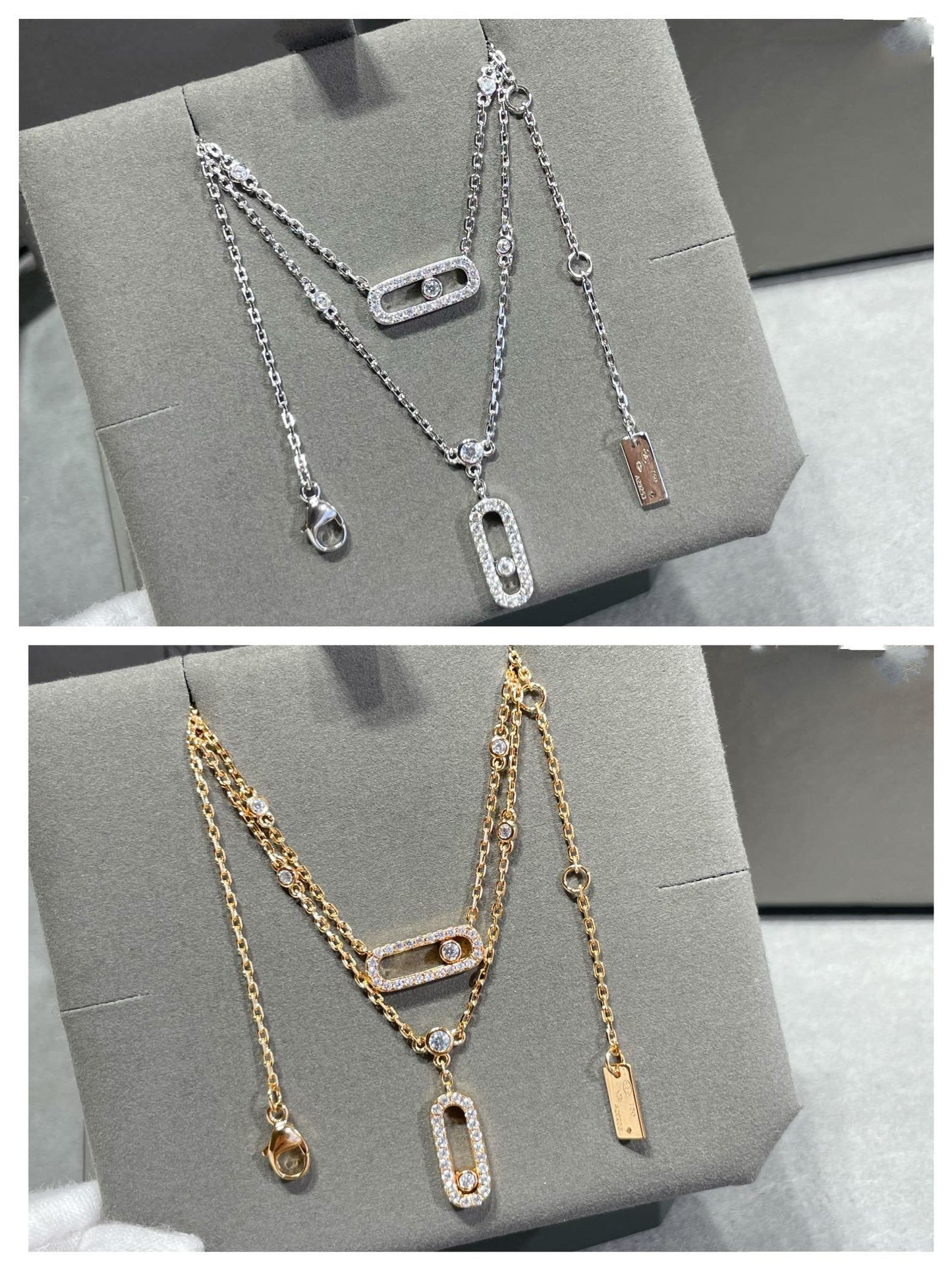[Mysitc] MOVE 2 ROW DIAMOND NECKLACE
