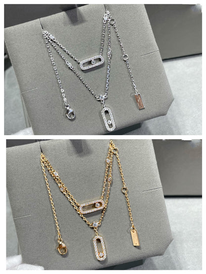 [Mysitc] MOVE 2 ROW DIAMOND NECKLACE