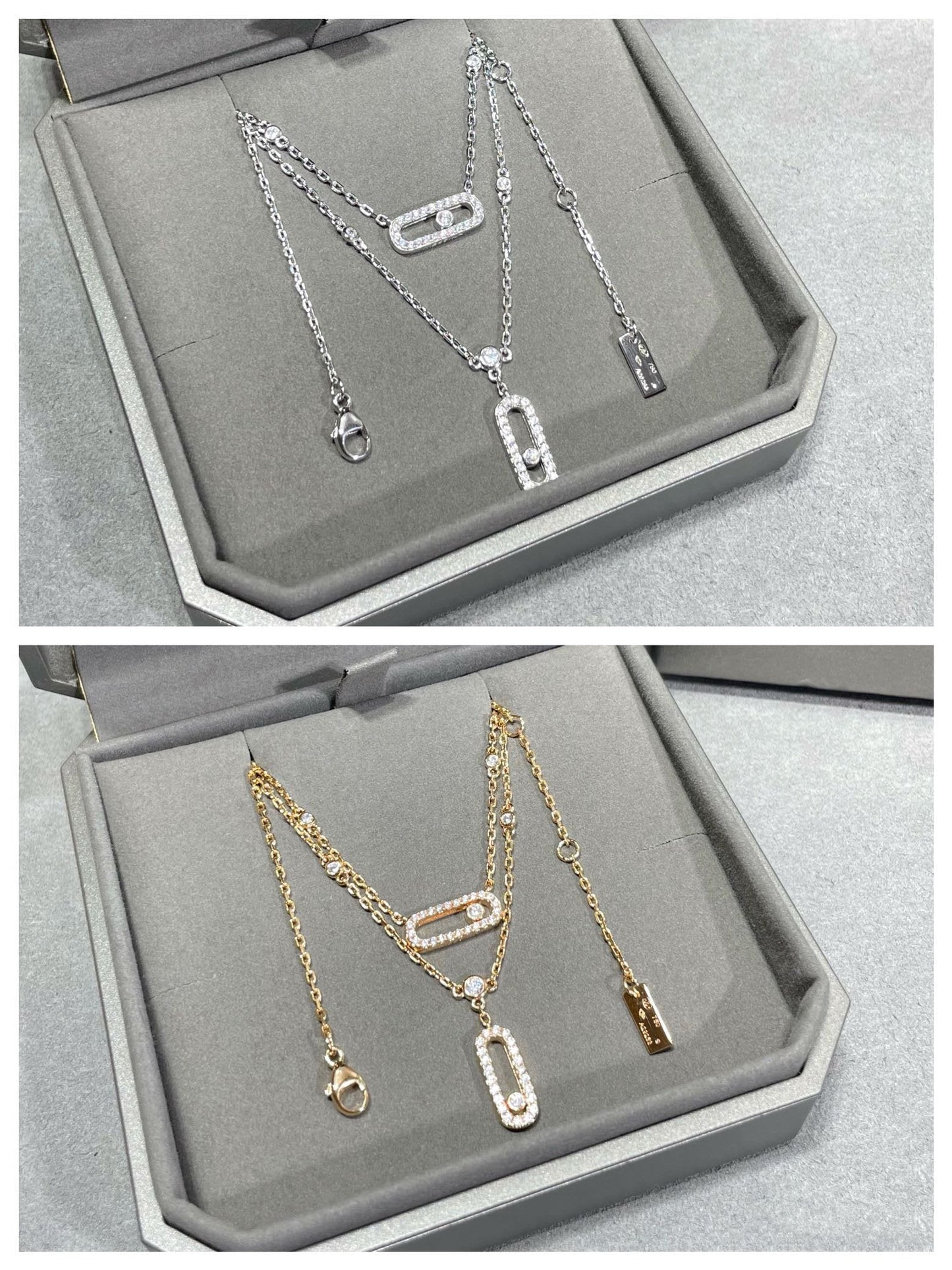 [Mysitc] MOVE 2 ROW DIAMOND NECKLACE