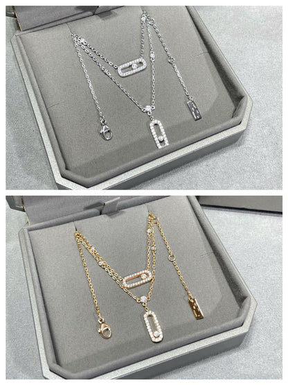 [Mysitc] MOVE 2 ROW DIAMOND NECKLACE
