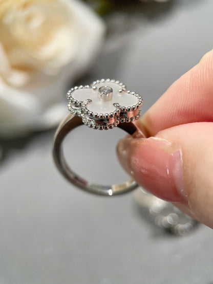 [Mystic]CLOVER SILVER MOP DIAMOND RING