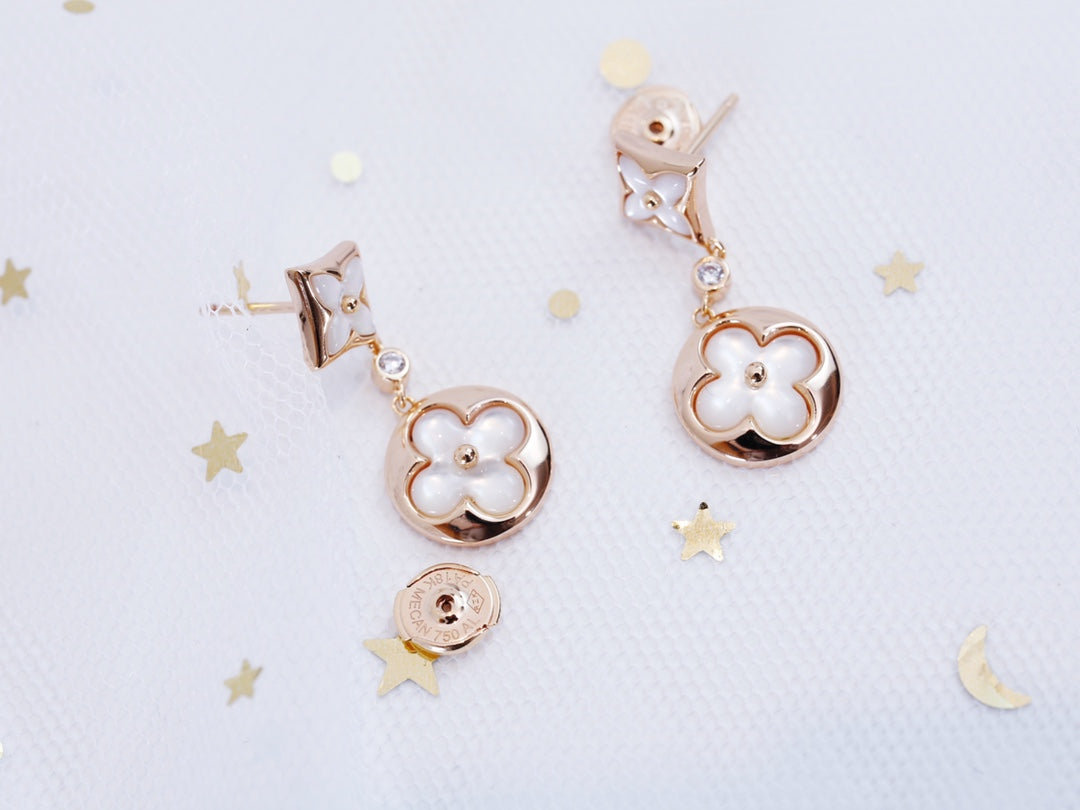[Mystic]STAR AND SUN PINK GOLD MOP DROP EARRINGS
