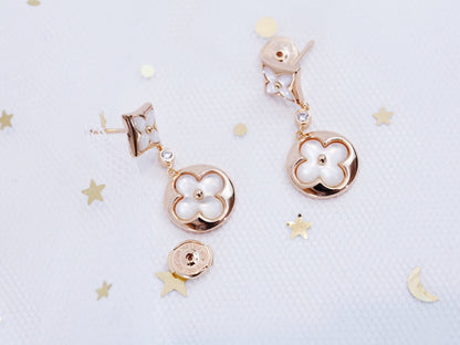 [Mystic]STAR AND SUN PINK GOLD MOP DROP EARRINGS
