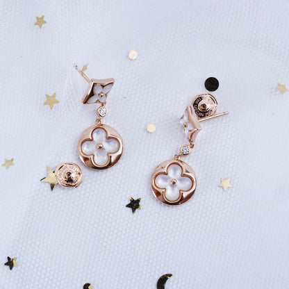 [Mystic]STAR AND SUN PINK GOLD MOP DROP EARRINGS