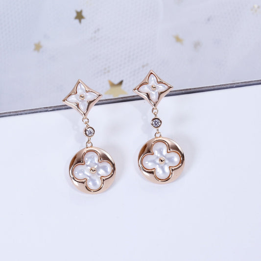 [Mystic]STAR AND SUN PINK GOLD MOP DROP EARRINGS