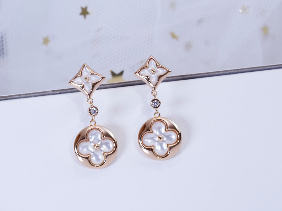 [Mystic]STAR AND SUN PINK GOLD MOP DROP EARRINGS
