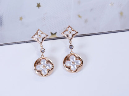 [Mystic]STAR AND SUN PINK GOLD MOP DROP EARRINGS