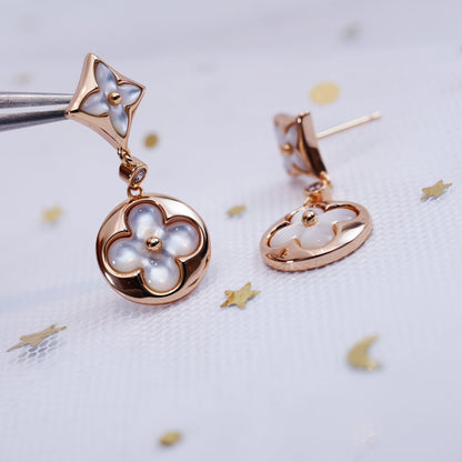 [Mystic]STAR AND SUN PINK GOLD MOP DROP EARRINGS