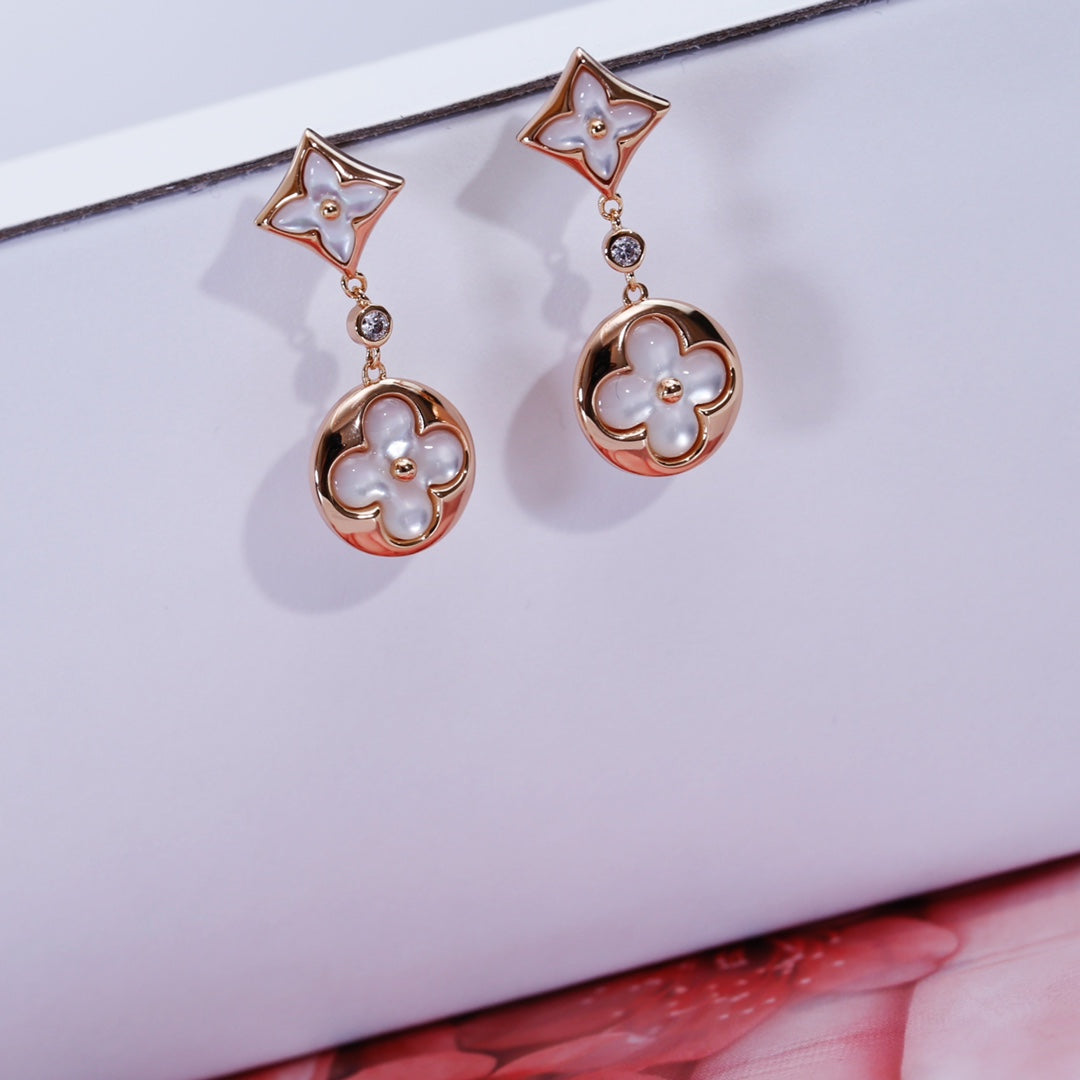 [Mystic]STAR AND SUN PINK GOLD MOP DROP EARRINGS