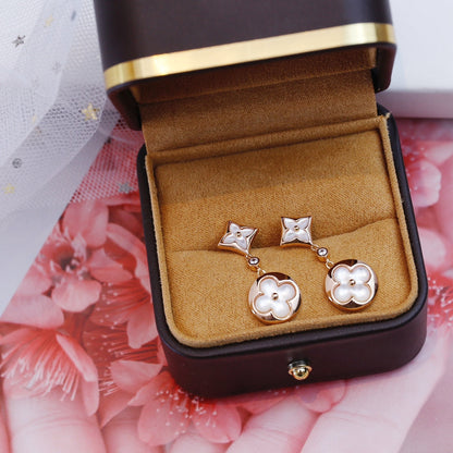 [Mystic]STAR AND SUN PINK GOLD MOP DROP EARRINGS