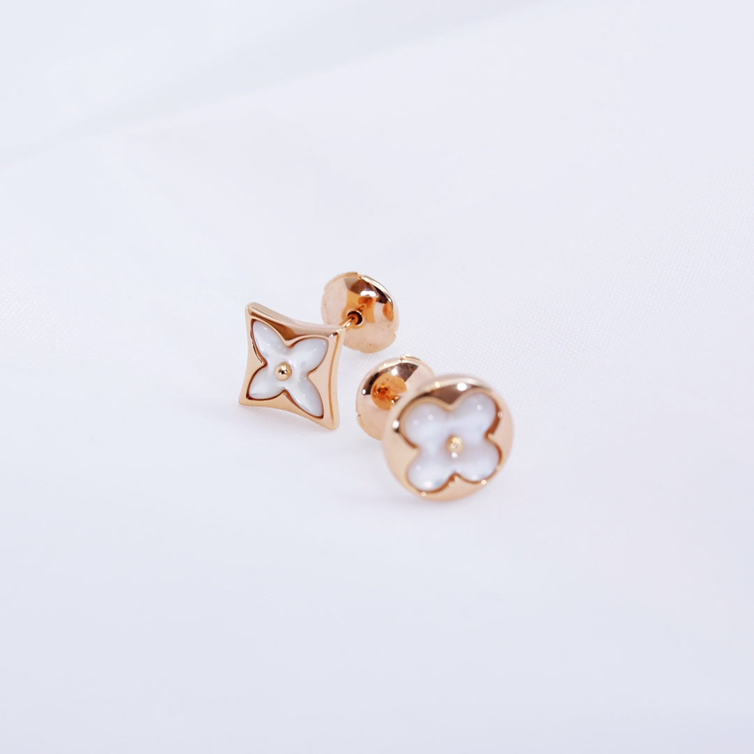 [Mystic]STAR AND SUN PINK GOLD MOP STUD EARRINGS