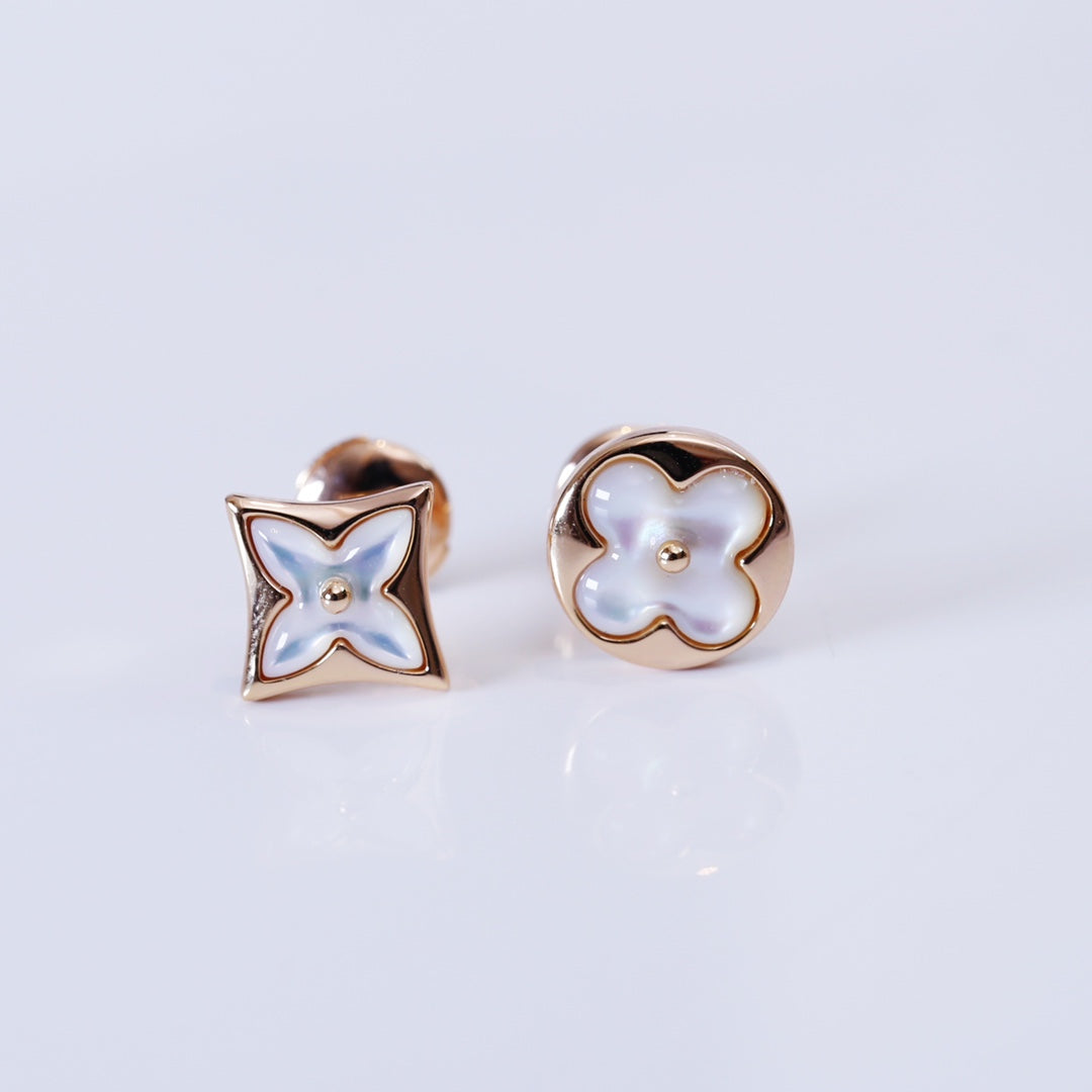 [Mystic]STAR AND SUN PINK GOLD MOP STUD EARRINGS