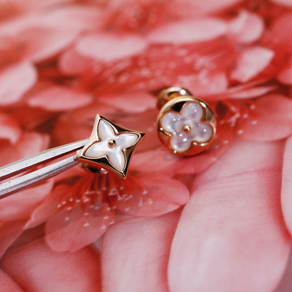 [Mystic]STAR AND SUN PINK GOLD MOP STUD EARRINGS