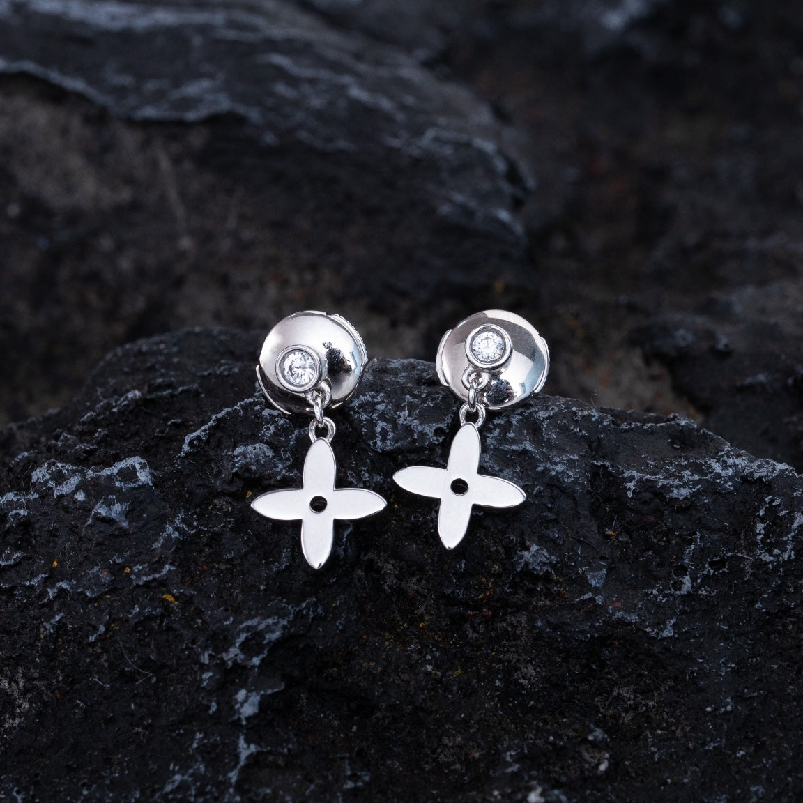 [Mystic]VIDYLLE SILVER DIAMOND MINI DROP EARRINGS