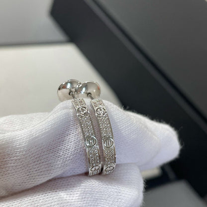 [Mystic Crown]LOVE DIAMOND SILVER HOOP EARRINGS