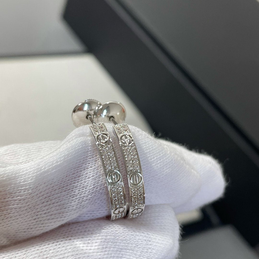 [Mystic]LOVE DIAMOND SILVER HOOP EARRINGS