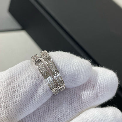 [Mystic]LOVE DIAMOND SILVER HOOP EARRINGS