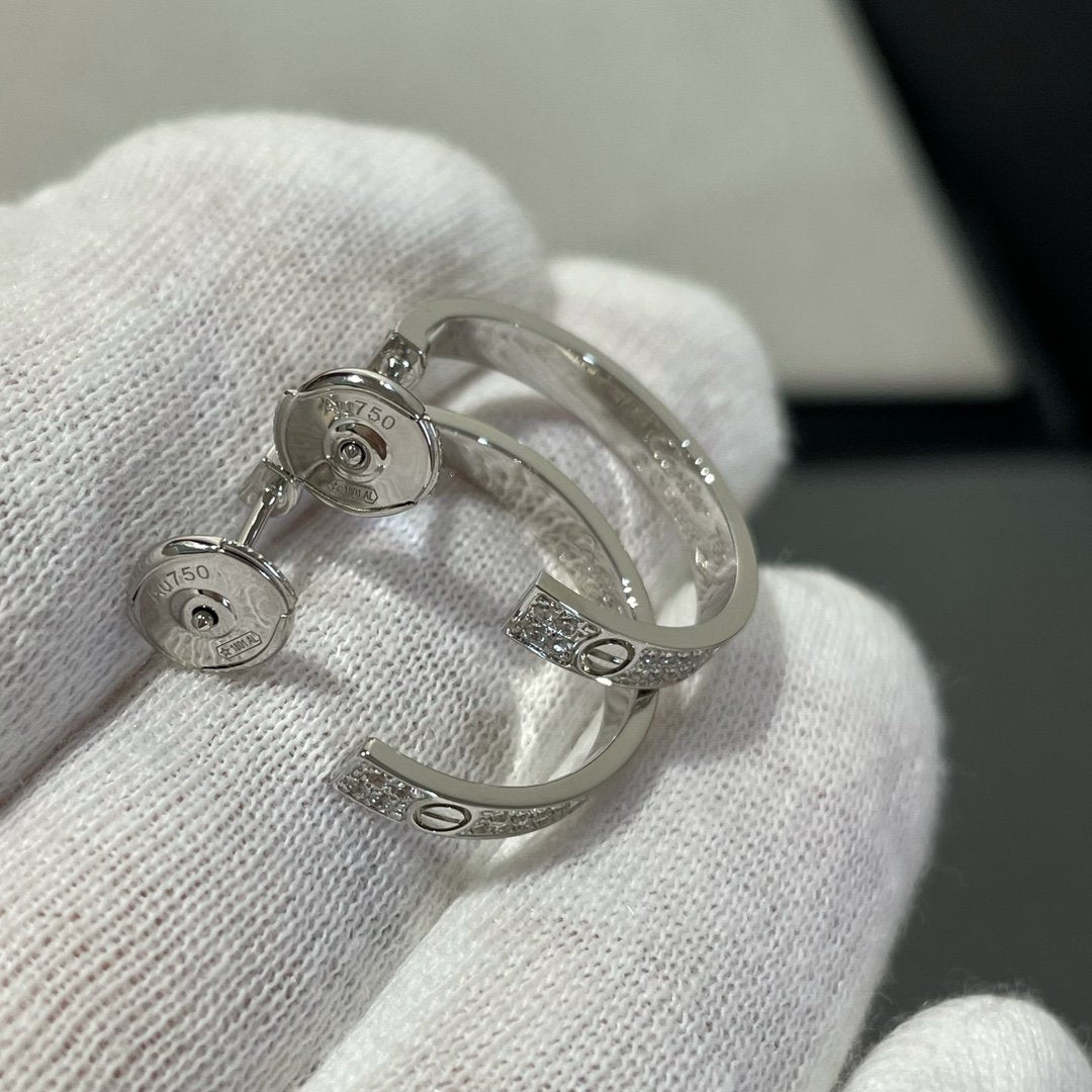 [Mystic]LOVE DIAMOND SILVER HOOP EARRINGS