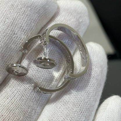 [Mystic Crown]LOVE DIAMOND SILVER HOOP EARRINGS