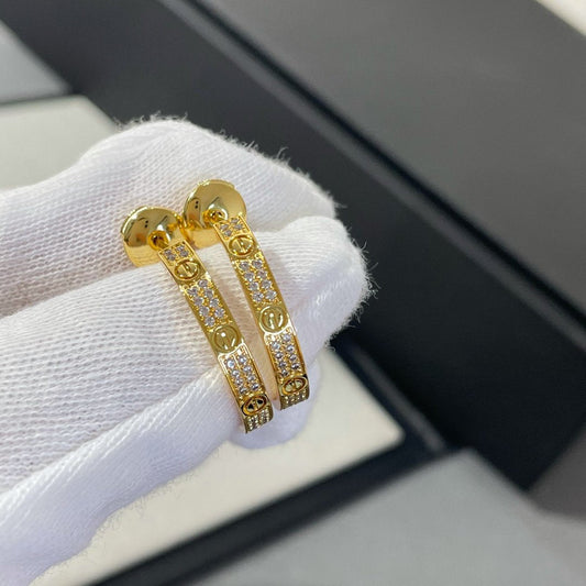 [Mystic Crown]LOVE DIAMOND GOLD HOOP EARRINGS