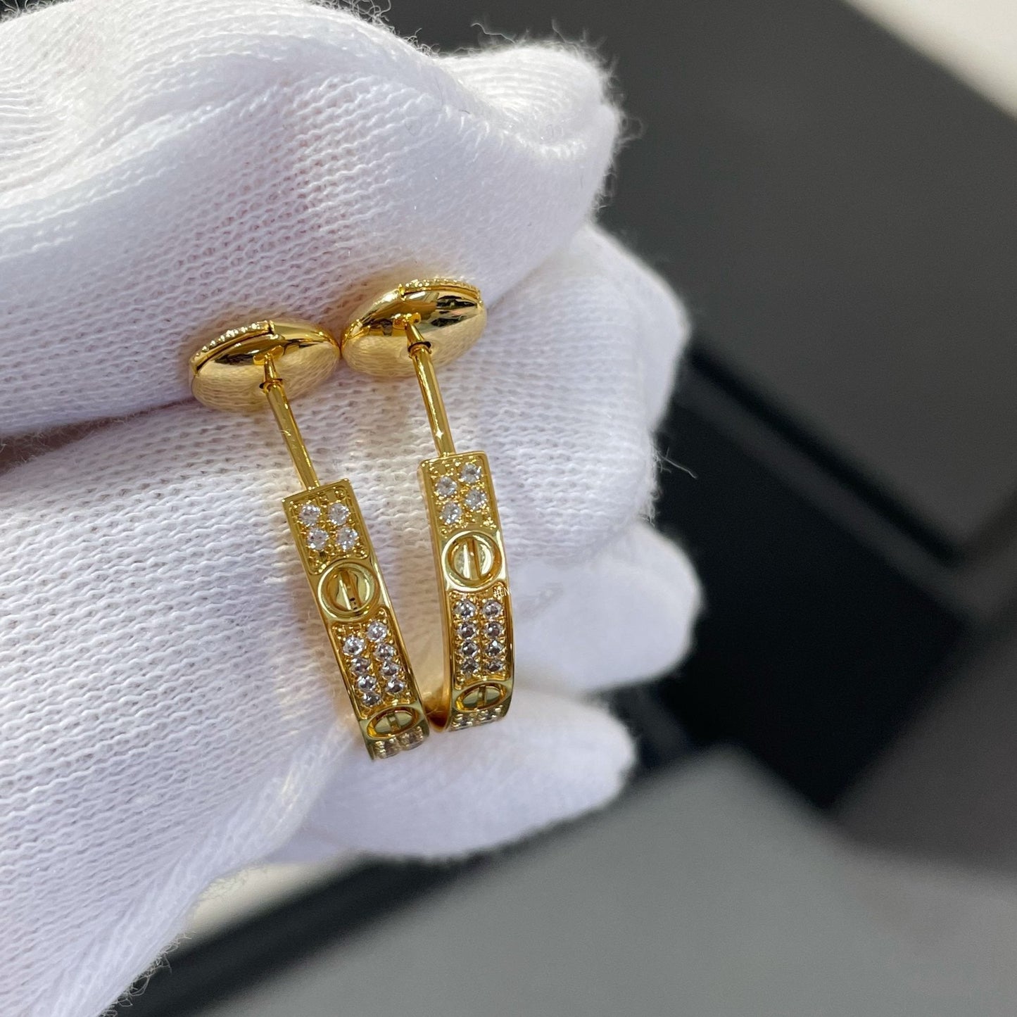 [Mystic]LOVE DIAMOND GOLD HOOP EARRINGS