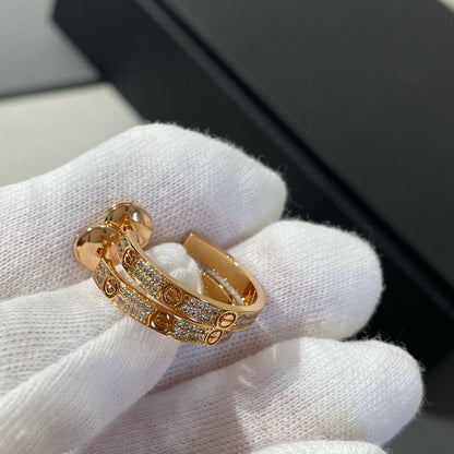 [Mystic Crown]LOVE DIAMOND PINK GOLD HOOP EARRINGS