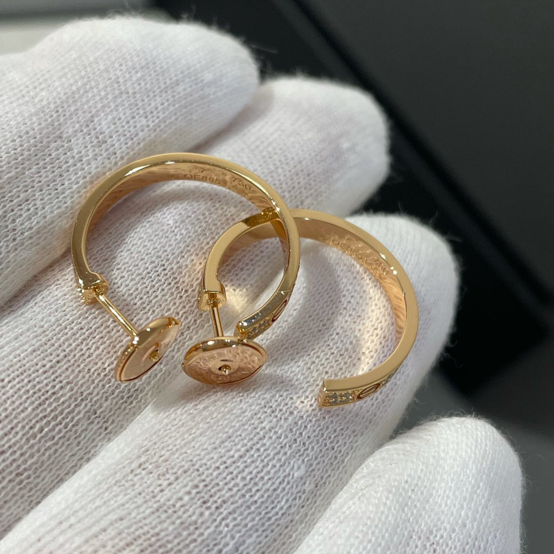[Mystic Crown]LOVE DIAMOND PINK GOLD HOOP EARRINGS