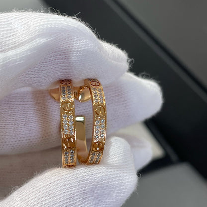 [Mystic]LOVE DIAMOND PINK GOLD HOOP EARRINGS