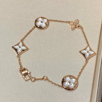 [Mystic]STAR AND SUN 5 MOTIF MOP PINK GOLD BRACELET