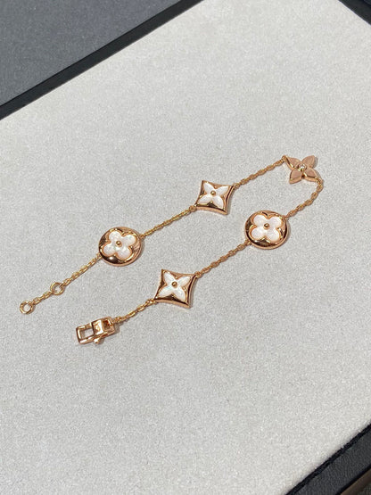 [Mystic]STAR AND SUN 5 MOTIF MOP PINK GOLD BRACELET